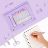 image:imageSooez Pencil Pouch for 3 Ring Binder 2 Pack Binder Pencil Pouch with Clear Window Pencil Bags with Zipper amp Reinforced Grommets Pencil Case for Binder PurpleampBluePurpleblue