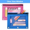 image:imageSooez Pencil Pouch for 3 Ring Binder 2 Pack Binder Pencil Pouch with Clear Window Pencil Bags with Zipper amp Reinforced Grommets Pencil Case for Binder PurpleampBlueRose  Azure Blue