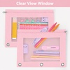 image:imageSooez Pencil Pouch for 3 Ring Binder 2 Pack Binder Pencil Pouch with Clear Window Pencil Bags with Zipper amp Reinforced Grommets Pencil Case for Binder PurpleampBluePinkpink