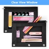 image:imageSooez Pencil Pouch for 3 Ring Binder 2 Pack Binder Pencil Pouch with Clear Window Pencil Bags with Zipper amp Reinforced Grommets Pencil Case for Binder PurpleampBlueBlack  Black