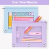 image:imageSooez Pencil Pouch for 3 Ring Binder 2 Pack Binder Pencil Pouch with Clear Window Pencil Bags with Zipper amp Reinforced Grommets Pencil Case for Binder PurpleampBluePurpleblue