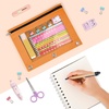 image:imageSooez Pencil Pouch for 3 Ring Binder 2 Pack Binder Pencil Pouch with Clear Window Pencil Bags with Zipper amp Reinforced Grommets Pencil Case for Binder PurpleampBlueBlue  Orange