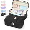 image:imageSooez Cute Pencil Case Soft Quilted Pencil Pouch Large Pen Pencil Bag  Zipper Pen Case Aesthetic Pen Pouch Colored Stationery Storage amp Organizer School Supplies for Teen Girl Students BlueBlack Corduroy