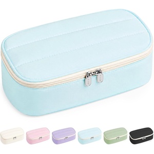 image:imageSooez Cute Pencil Case Soft Puffers Pencil Pouch Large Pen Pencil Bag  Zipper Pen Case Aesthetic Pen Pouch Colored Stationery Storage amp Organizer School Supplies for Teen Girl Students BeigeBlue