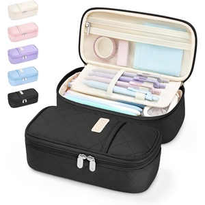 image:imageSooez Cute Pencil Case Soft Quilted Pencil Pouch Large Pen Pencil Bag  Zipper Pen Case Aesthetic Pen Pouch Colored Stationery Storage amp Organizer School Supplies for Teen Girl Students BlueBlack Puffers Style