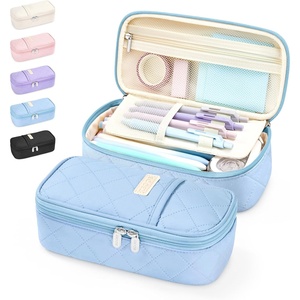 image:imageSooez Cute Pencil Case Soft Quilted Pencil Pouch Large Pen Pencil Bag  Zipper Pen Case Aesthetic Pen Pouch Colored Stationery Storage amp Organizer School Supplies for Teen Girl Students BlueBlue Puffers Style