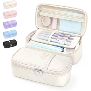 image:imageSooez Cute Pencil Case Soft Quilted Pencil Pouch Large Pen Pencil Bag  Zipper Pen Case Aesthetic Pen Pouch Colored Stationery Storage amp Organizer School Supplies for Teen Girl Students BlueBeige Puffers Style